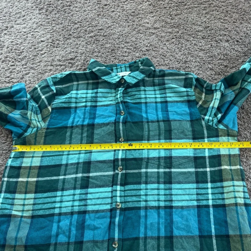 Sonoma Goods for Life Green Plaid Flannel Shirt Button Up 100% Cotton PL Petite - Picture 9 of 9